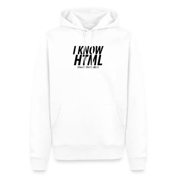 Drôle, drôle de dire HTML (paroles drôles) - Sweat à capuche Premium bio Homme - blanc - Devant - Nico (187cm)