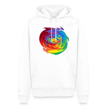 Farbwirbel - Männer Premium Bio Hoodie - Weiß - Vorne - Nico (187cm)