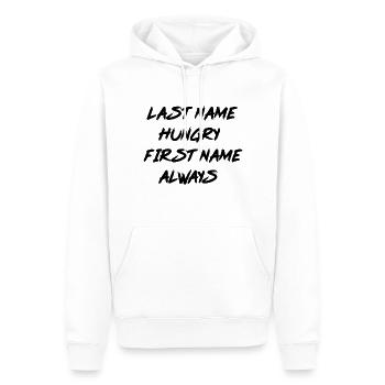 Manger La faim Drôle - Sweat à capuche Premium bio Homme - blanc - Devant - Nico (187cm)
