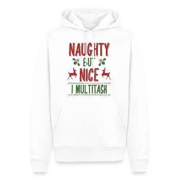 Weihnachten Christmas "Naughty but nice" - Männer Premium Bio Hoodie - Weiß - Vorne - Nico (187cm)