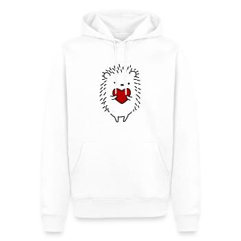 Igel mit einem Herz in der Hand. - Männer Premium Bio Hoodie - Weiß - Vorne - Nico (187cm)