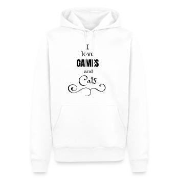 Gaming Gamer Girl Games Cats Katze Zocken Geschenk - Männer Premium Bio Hoodie - Weiß - Vorne - Nico (187cm)