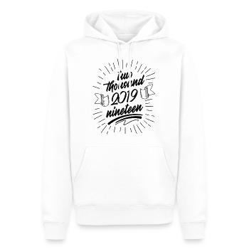 Dites fête du Nouvel An 2019 - Sweat à capuche Premium bio Homme - blanc - Devant - Nico (187cm)