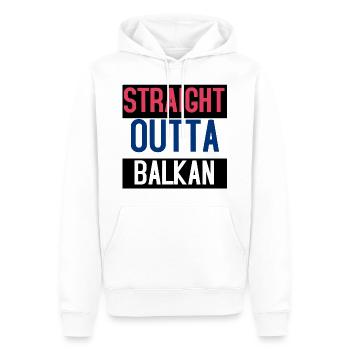 DIRECTEMENT DE LA SERBIE DES BALKANS - Sweat à capuche Premium bio Homme - blanc - Devant - Nico (187cm)