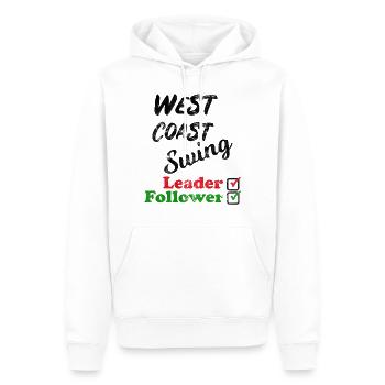 West Coast Swing Leader Follower Workshop Geschenk - Männer Premium Bio Hoodie - Weiß - Vorne - Nico (187cm)