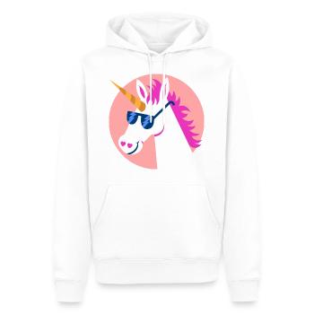 Einhorn Sonnenbrille Regenbogen Pferd Geschenk - Männer Premium Bio Hoodie - Weiß - Vorne - Nico (187cm)