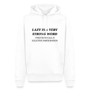 LE PARESSEUX EST UN MOT TRÈS FORT - Sweat à capuche Premium bio Homme - blanc - Devant - Nico (187cm)