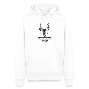 Ich gehe jetzt auf die Jagd - Lustiger Spruch - Männer Premium Bio Hoodie - Weiß - Vorne - Nico (187cm)