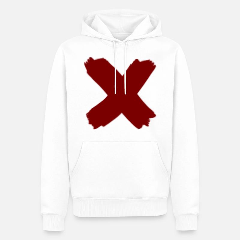 X rouge - Sweat à capuche Premium bio Homme - blanc