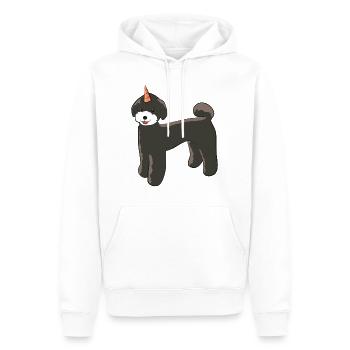 Chien Licorne - Sweat à capuche Premium bio Homme - blanc - Devant - Nico (187cm)
