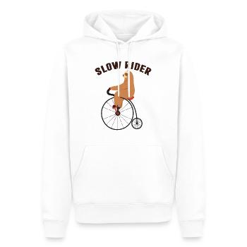SLOW RIDER - Männer Premium Bio Hoodie - Weiß - Vorne - Nico (187cm)