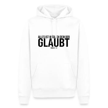 Tout le possible que les croyants croient cadeau de Biblevers - Sweat à capuche Premium bio Homme - blanc - Devant - Nico (187cm)