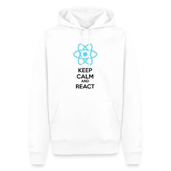 Keep calm and React - Männer Premium Bio Hoodie - Weiß - Vorne - Nico (187cm)