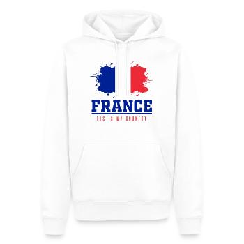 Francia - Felpa con cappuccio ecologica premium da uomo - bianco - Fronte - Nico (187cm)