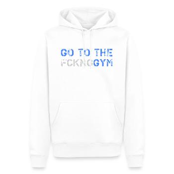 ALLEZ AU GYM - Sweat à capuche Premium bio Homme - blanc - Devant - Nico (187cm)