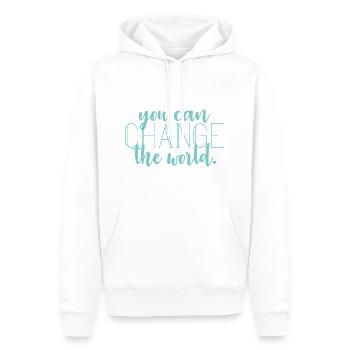 Changer le monde - Sweat à capuche Premium bio Homme - blanc - Devant - Nico (187cm)