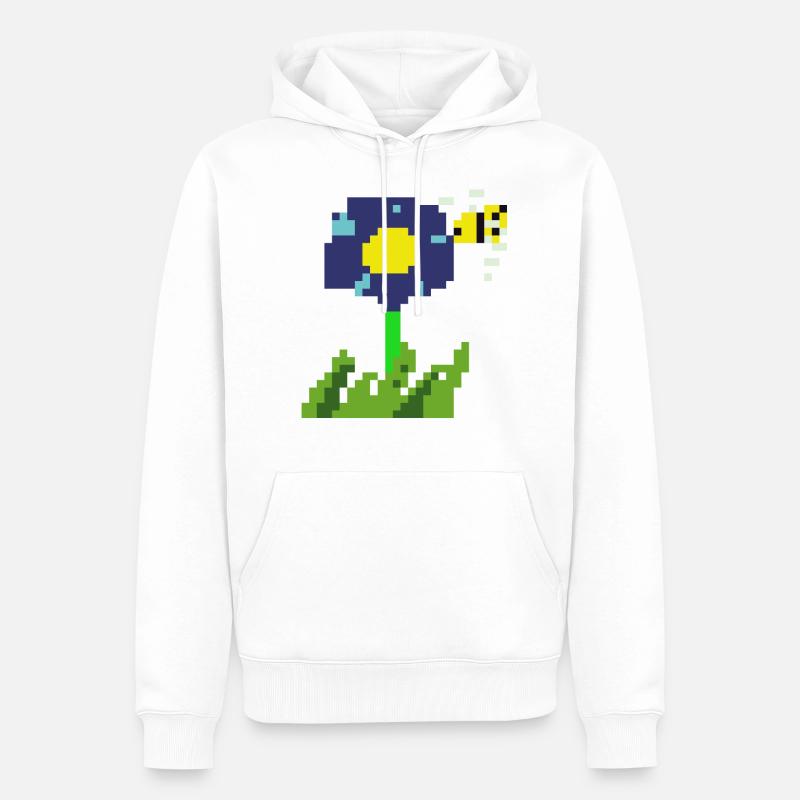 Pixel Blume - Männer Premium Bio Hoodie - Weiß