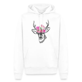 Idée cadeau nature fleurs de cerf - Sweat à capuche Premium bio Homme - blanc - Devant - Nico (187cm)