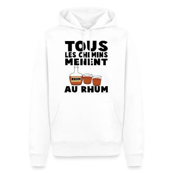 Tous les chemins mènent au rhum - Sweat à capuche Premium bio Homme - blanc - Devant - Nico (187cm)