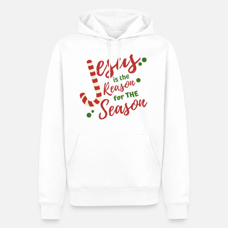 Jésus est la raison de la saison - Sweat à capuche Premium bio Homme - blanc