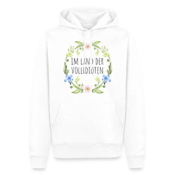 Im Land der Vollidioten - Männer Premium Bio Hoodie - Weiß - Vorne - Nico (187cm)