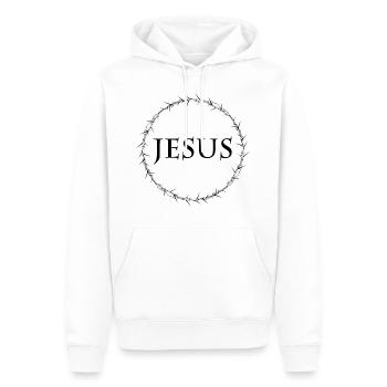 JESUS CHRIST CROWN Cadeau Bible Christian - Sweat à capuche Premium bio Homme - blanc - Devant - Nico (187cm)