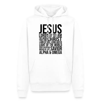 NAMEN VON JESUS CHRISTUS Christlich Geschenkidee - Männer Premium Bio Hoodie - Weiß - Vorne - Nico (187cm)