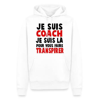 JE SUIS COACH - Sweat à capuche Premium bio Homme - blanc - Devant - Nico (187cm)