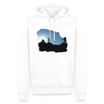 Wandern Hiking Wanderlust Trekking Tour - Männer Premium Bio Hoodie - Weiß - Vorne - Nico (187cm)