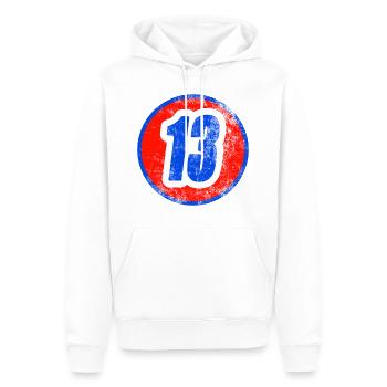 coole 13er Wagennummer T-Shirt - Männer Premium Bio Hoodie - Weiß - Vorne - Nico (187cm)