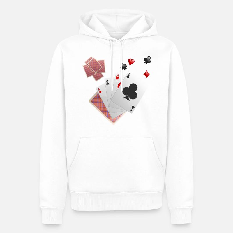 Spielkarten - Männer Premium Bio Hoodie - Weiß