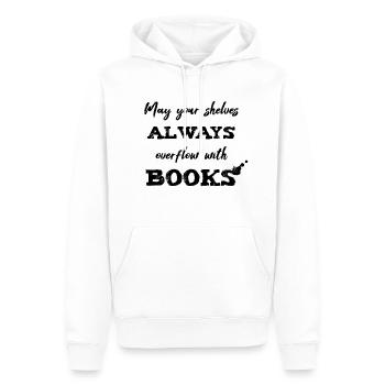 0040 Etagères toujours pleines | Bücherstapel - Sweat à capuche Premium bio Homme - blanc - Devant - Nico (187cm)
