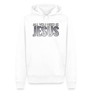 Jésus Christ est Dieu - Sweat à capuche Premium bio Homme - blanc - Devant - Nico (187cm)