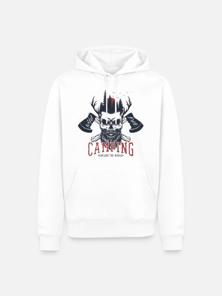 Camping T-Shirt - Männer Premium Bio Hoodie - Weiß