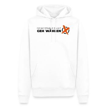 Deine Stimme zählt - Geh wählen! - Männer Premium Bio Hoodie - Weiß - Vorne - Nico (187cm)