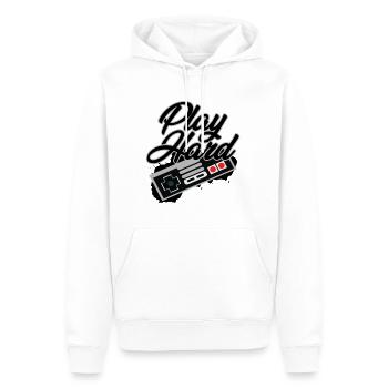 Play Hard G/S - Männer Premium Bio Hoodie - Weiß - Vorne - Nico (187cm)