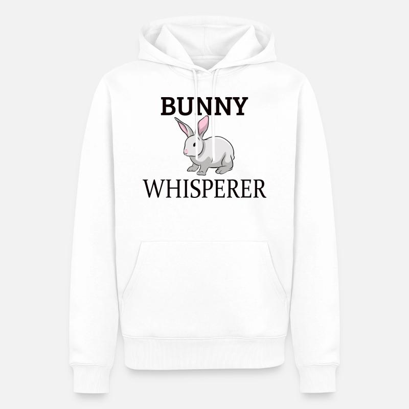 LAPINS: Whisperer de lapin - Sweat à capuche Premium bio Homme - blanc