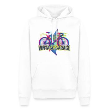 BIKE - Vintage Garage - Streetstyle Neon Art - Sweat à capuche Premium bio Homme - blanc - Devant - Nico (187cm)