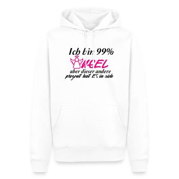 Ich bin 99 Prozent Engel... - Männer Premium Bio Hoodie - Weiß - Vorne - Nico (187cm)