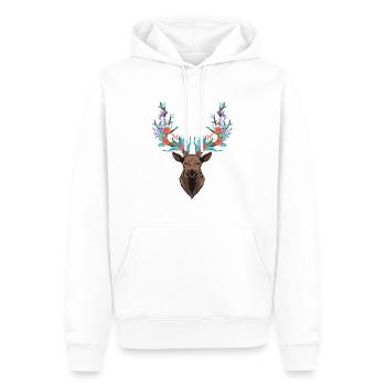Hirsch. Antlers. Fleurs. - Sweat à capuche Premium bio Homme - blanc - Devant - Nico (187cm)