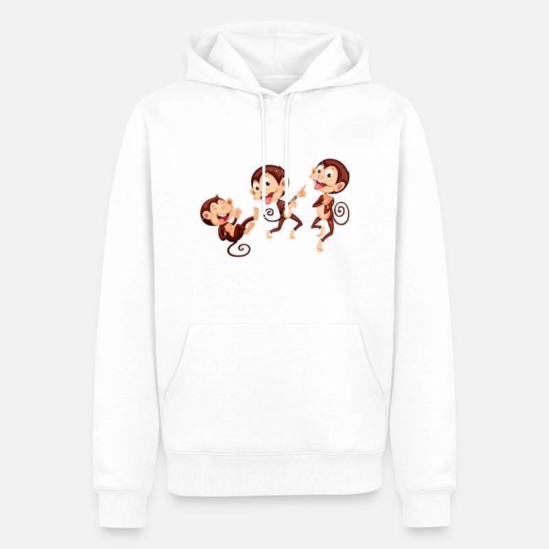 Three Monkeys. Drei Äffchen. - Männer Premium Bio Hoodie - Weiß