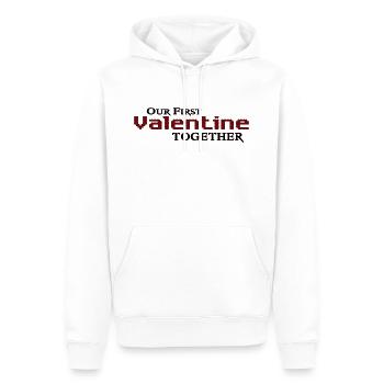 first Valentine together partner look gift love - Men’s Premium Organic Hoodie - white - Front - Nico (187cm)