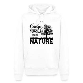 Change Yourself Not Nature - Men’s Premium Organic Hoodie - white - Front - Nico (187cm)