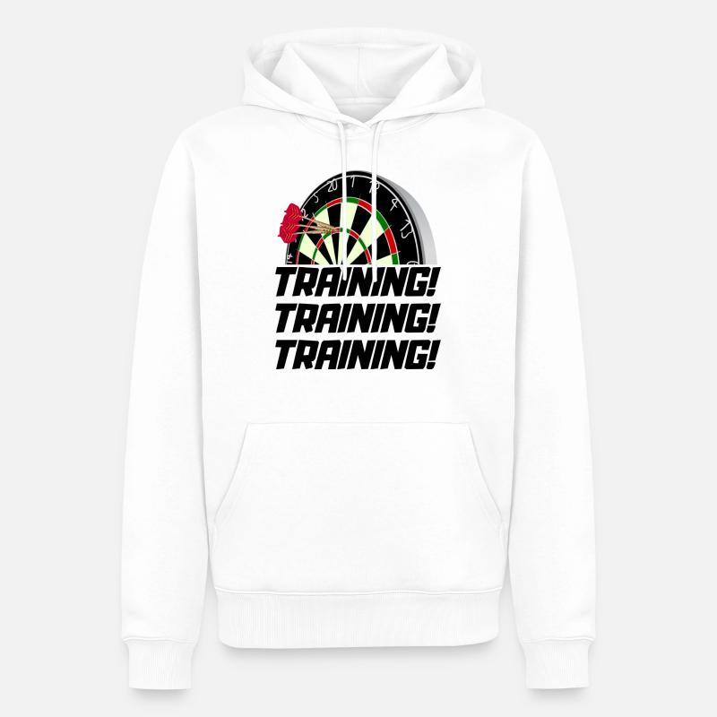TRAINING TRAINING TRAINING - DART Darts-Motiv - Männer Premium Bio Hoodie - Weiß