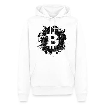 Logo Bitcoin I BTC Puddle Vintage Splash - Sweat à capuche Premium bio Homme - blanc - Devant - Nico (187cm)