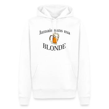 Jamais sans ma blonde - Sweat à capuche Premium bio Homme - blanc - Devant - Nico (187cm)
