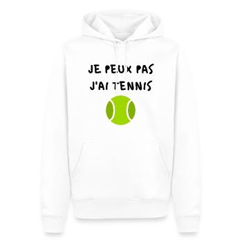 JE PEUX PAS J'AI TENNIS - Sweat à capuche Premium bio Homme - blanc - Devant - Nico (187cm)