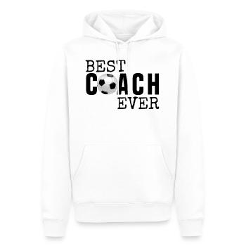 MEILLEUR COACH EVER - FOOTBALL - SOCCER - FOOTBALLEUR - Sweat à capuche Premium bio Homme - blanc - Devant - Nico (187cm)