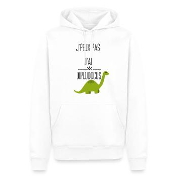 j'peux pas j'ai diplodocus - Sweat à capuche Premium bio Homme - blanc - Devant - Nico (187cm)