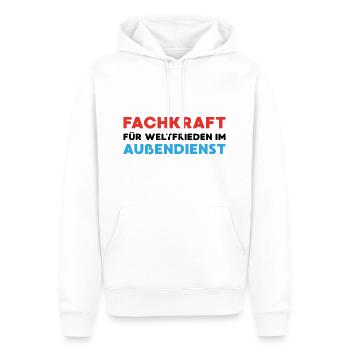 Fachkraft für weltfrieden im außendienst Geschenk - Männer Premium Bio Hoodie - Weiß - Vorne - Nico (187cm)